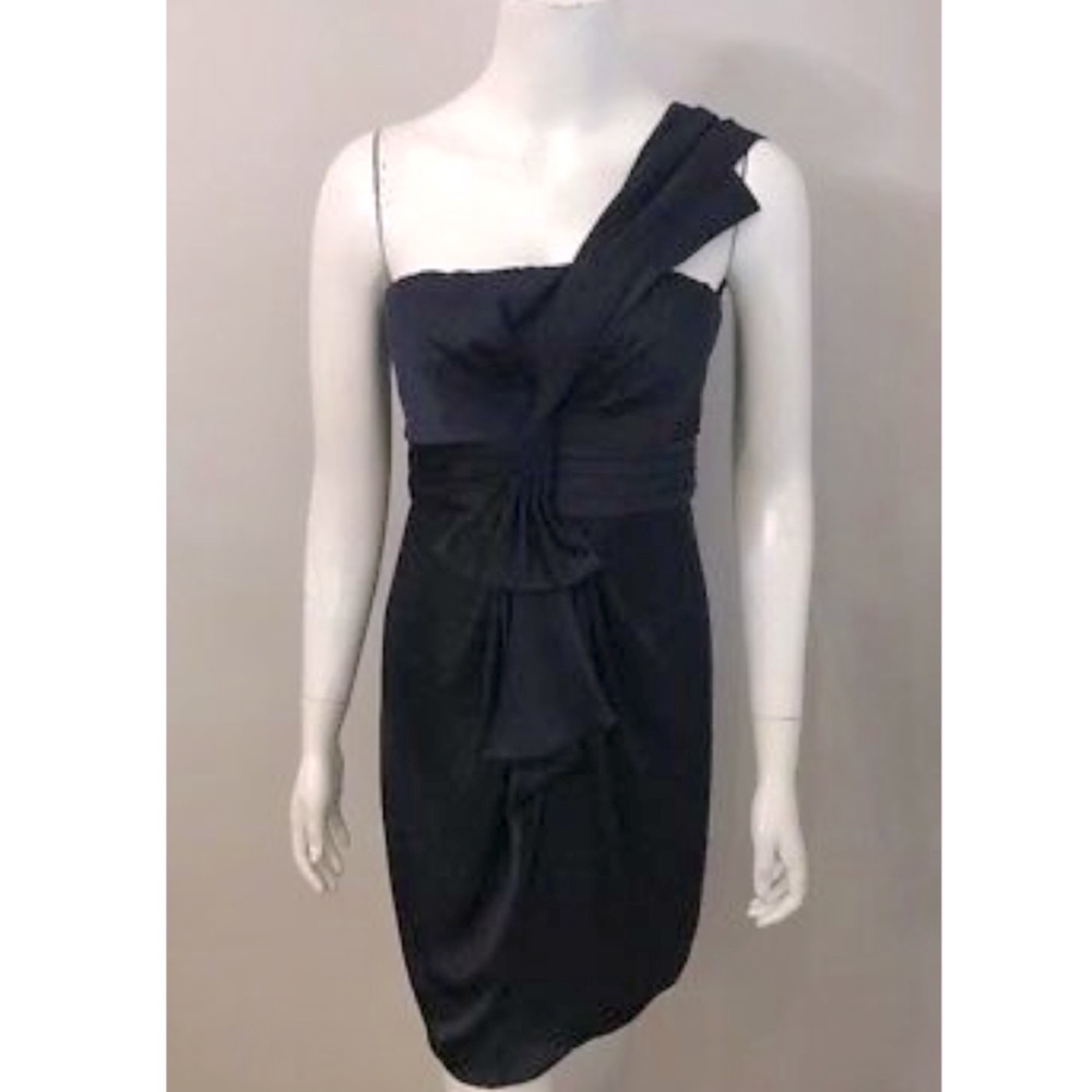 💜BCBG Maxazria One Shoulder Bow Cocktail Dress